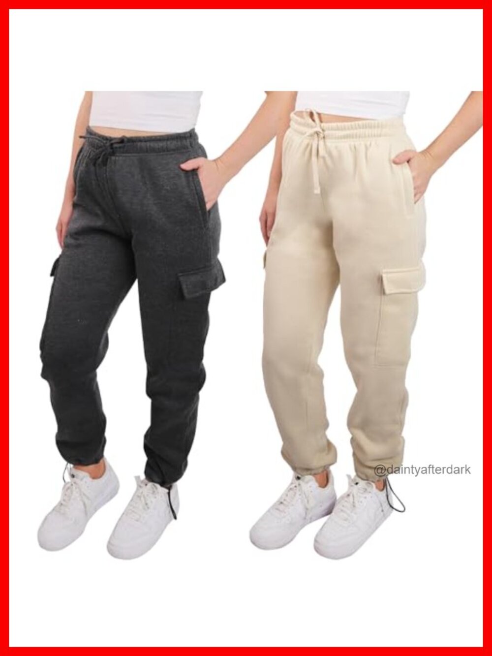 2 Pack Women's Cargo Jogger Pants Fleece Sweatpants Super Soft Comfort Lounge